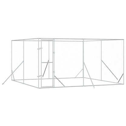 Outdoor Dog Kennel Silver 4x4x2 m Galvanised Steel