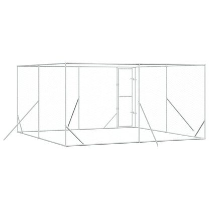 Outdoor Dog Kennel Silver 4x4x2 m Galvanised Steel