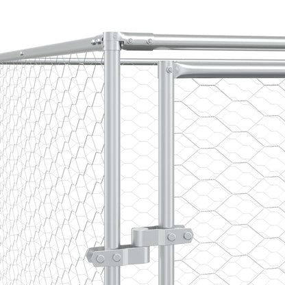 Outdoor Dog Kennel Silver 4x4x2 m Galvanised Steel