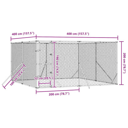 Outdoor Dog Kennel Silver 4x4x2 m Galvanised Steel