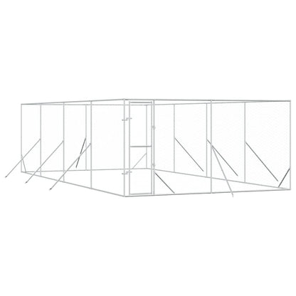 Outdoor Dog Kennel Silver 4x8x2 m Galvanised Steel