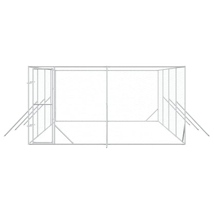 Outdoor Dog Kennel Silver 4x8x2 m Galvanised Steel