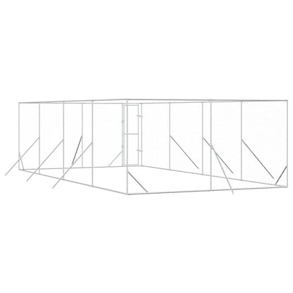 Outdoor Dog Kennel Silver 4x8x2 m Galvanised Steel