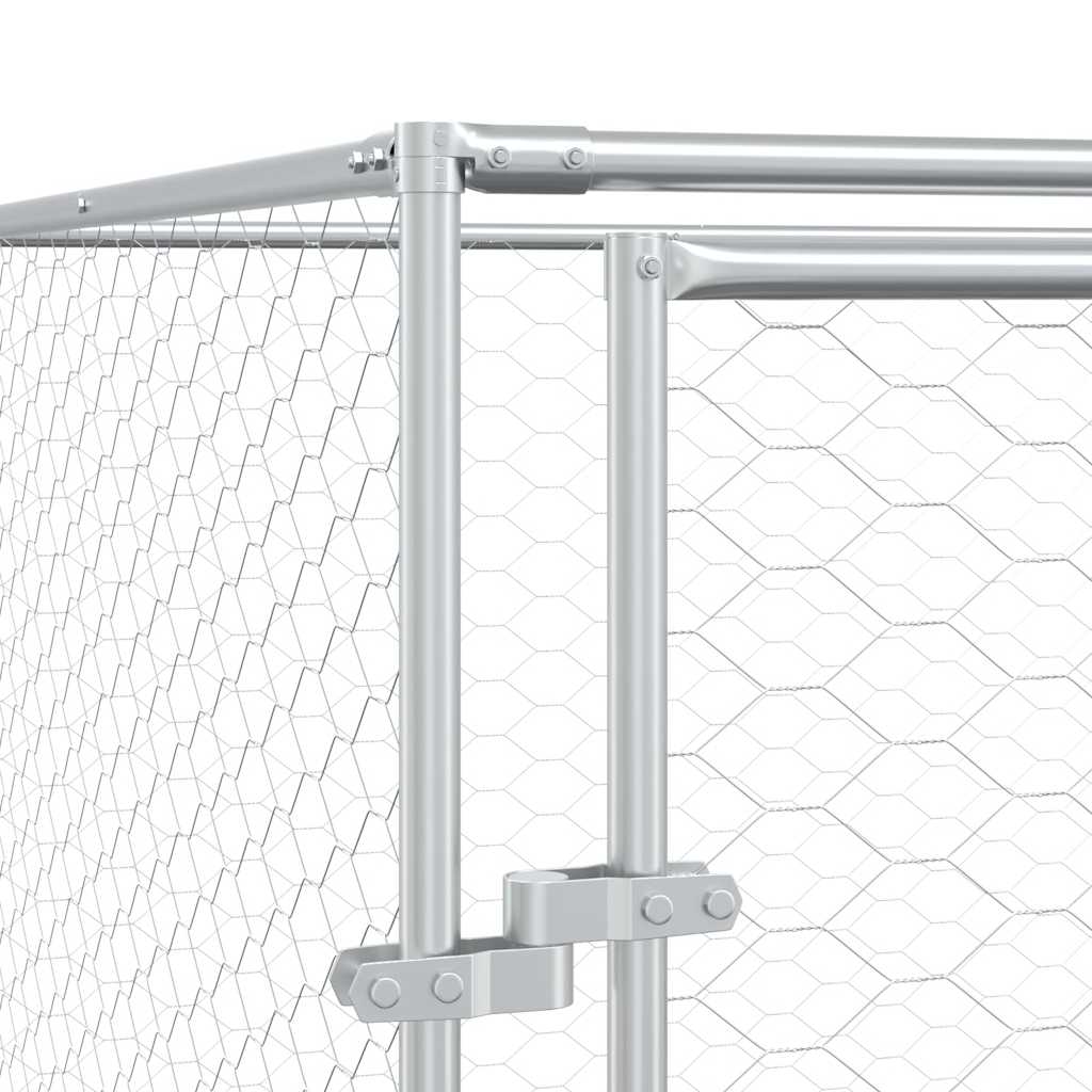 Outdoor Dog Kennel Silver 4x8x2 m Galvanised Steel