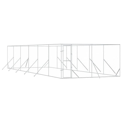 Outdoor Dog Kennel Silver 4x12x2 m Galvanised Steel
