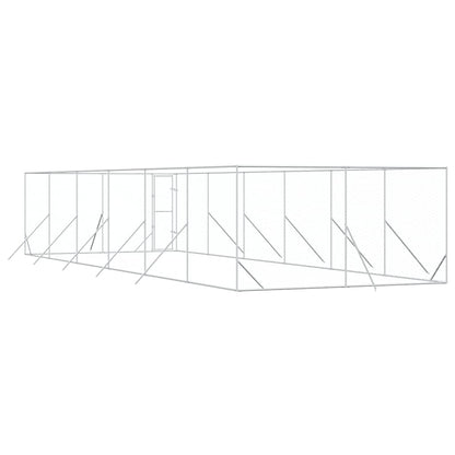 Outdoor Dog Kennel Silver 4x12x2 m Galvanised Steel