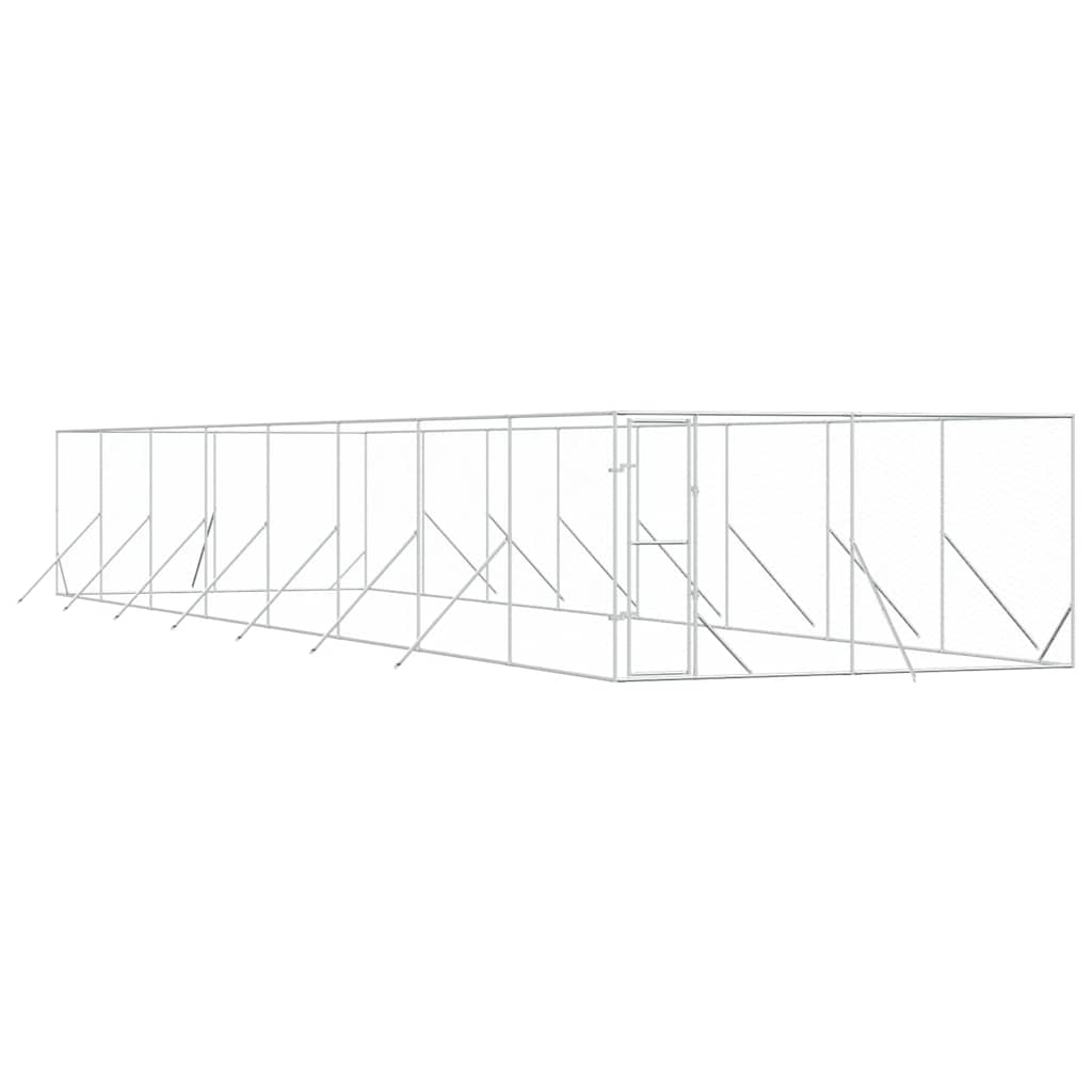 Outdoor Dog Kennel Silver 4x16x2 m Galvanised Steel