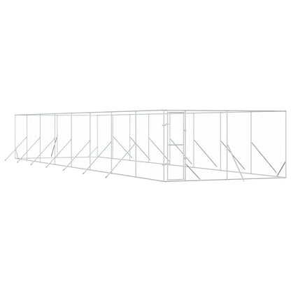 Outdoor Dog Kennel Silver 4x16x2 m Galvanised Steel