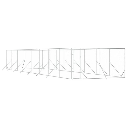 Outdoor Dog Kennel Silver 4x16x2 m Galvanised Steel