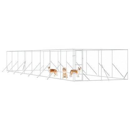 Outdoor Dog Kennel Silver 4x16x2 m Galvanised Steel