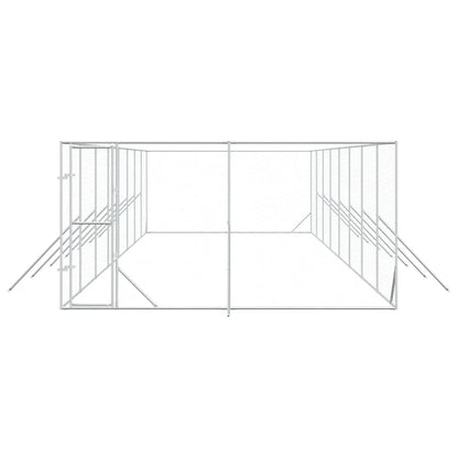 Outdoor Dog Kennel Silver 4x16x2 m Galvanised Steel