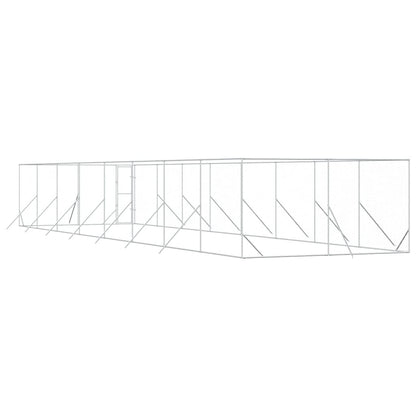 Outdoor Dog Kennel Silver 4x16x2 m Galvanised Steel