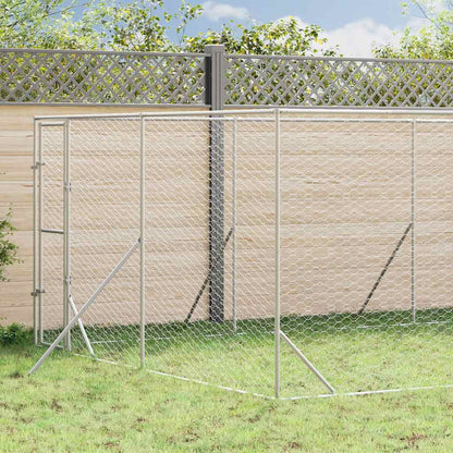 Outdoor Dog Kennel Silver 4x16x2 m Galvanised Steel