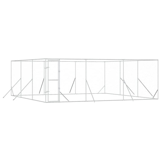 Outdoor Dog Kennel Silver 6x6x2 m Galvanised Steel