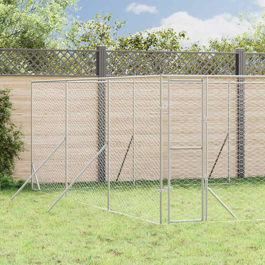 Outdoor Dog Kennel Silver 6x6x2 m Galvanised Steel