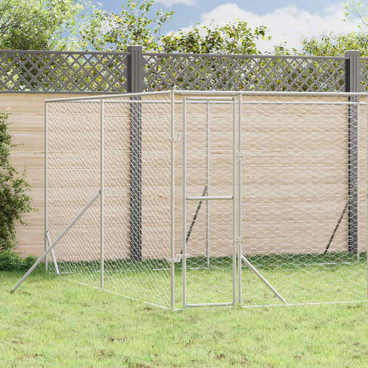 Outdoor Dog Kennel Silver 8x4x2 m Galvanised Steel