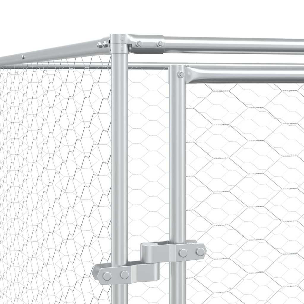 Outdoor Dog Kennel Silver 8x8x2 m Galvanised Steel