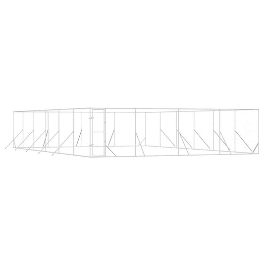 Outdoor Dog Kennel Silver 8x12x2 m Galvanised Steel