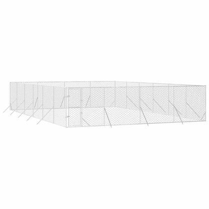 Outdoor Dog Kennel Silver 8x12x2 m Galvanised Steel