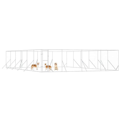 Outdoor Dog Kennel Silver 8x12x2 m Galvanised Steel