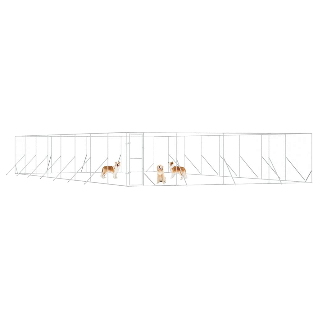 Outdoor Dog Kennel Silver 8x16x2 m Galvanised Steel