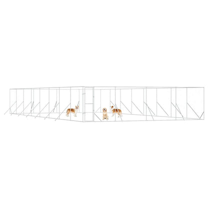 Outdoor Dog Kennel Silver 8x16x2 m Galvanised Steel