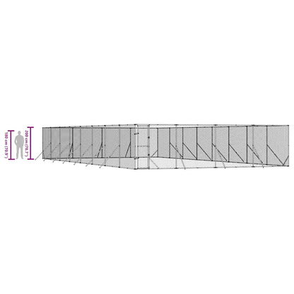 Outdoor Dog Kennel Silver 8x16x2 m Galvanised Steel
