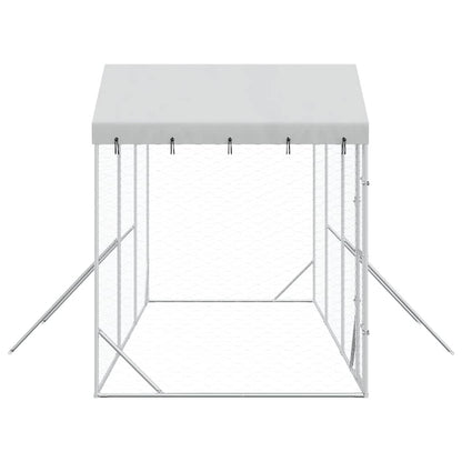 Outdoor Dog Kennel with Roof Silver 6x2x2.5 m Galvanised Steel