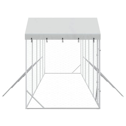 Outdoor Dog Kennel with Roof Silver 10x2x2.5 m Galvanised Steel