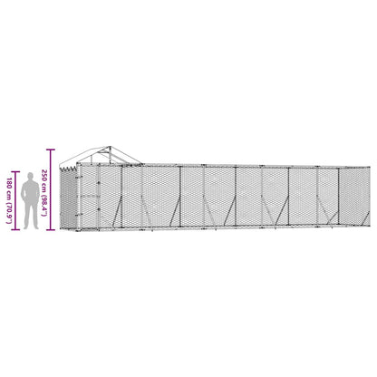Outdoor Dog Kennel with Roof Silver 10x2x2.5 m Galvanised Steel