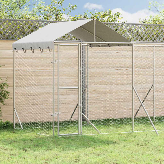 Outdoor Dog Kennel with Roof Silver 10x2x2.5 m Galvanised Steel