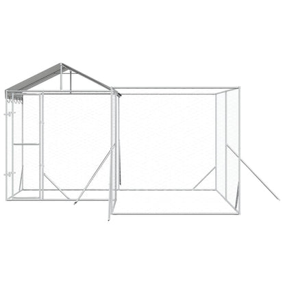 Outdoor Dog Kennel with Roof Silver 4x4x2.5 m Galvanised Steel