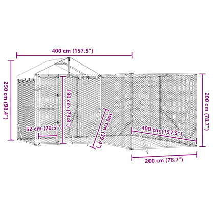 Outdoor Dog Kennel with Roof Silver 4x4x2.5 m Galvanised Steel