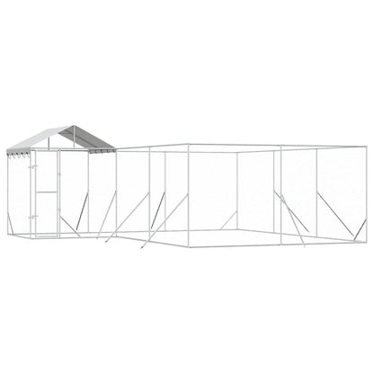 Outdoor Dog Kennel with Roof Silver 6x6x2.5 m Galvanised Steel
