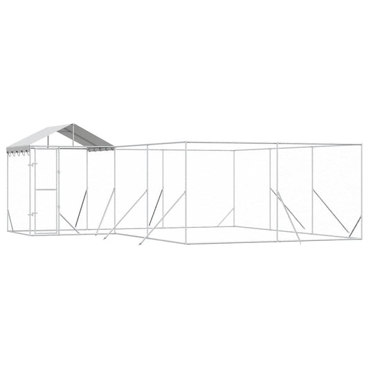 Outdoor Dog Kennel with Roof Silver 6x6x2.5 m Galvanised Steel
