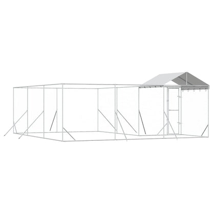 Outdoor Dog Kennel with Roof Silver 6x6x2.5 m Galvanised Steel