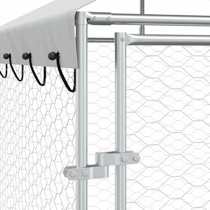 Outdoor Dog Kennel with Roof Silver 6x6x2.5 m Galvanised Steel