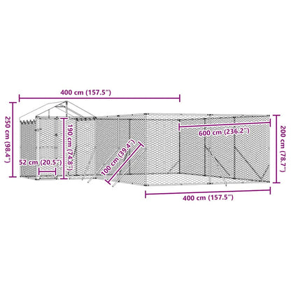 Outdoor Dog Kennel with Roof Silver 6x6x2.5 m Galvanised Steel