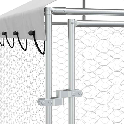 Outdoor Dog Kennel with Roof Silver 10x6x2.5 m Galvanised Steel