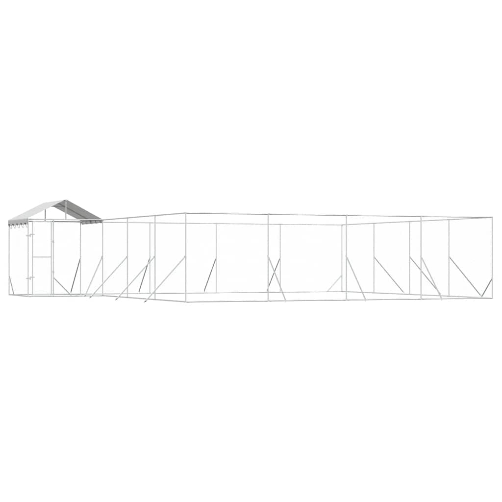 Outdoor Dog Kennel with Roof Silver 10x8x2.5 m Galvanised Steel