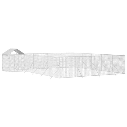 Outdoor Dog Kennel with Roof Silver 10x8x2.5 m Galvanised Steel