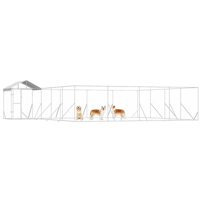 Outdoor Dog Kennel with Roof Silver 10x8x2.5 m Galvanised Steel