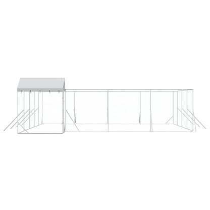 Outdoor Dog Kennel with Roof Silver 10x8x2.5 m Galvanised Steel