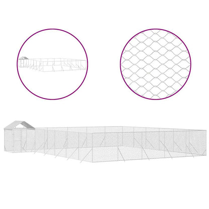 Outdoor Dog Kennel with Roof Silver 12x12x2.5 m Galvanised Steel