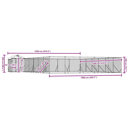 Outdoor Dog Kennel with Roof Silver 12x12x2.5 m Galvanised Steel