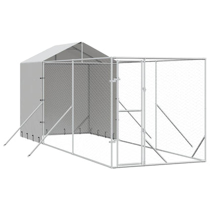 Outdoor Dog Kennel with Roof Silver 2x6x2.5 m Galvanised Steel