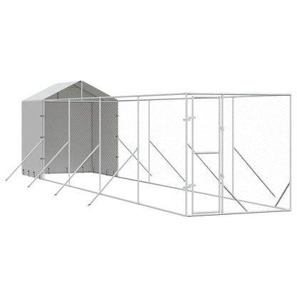 Outdoor Dog Kennel with Roof Silver 2x10x2.5 m Galvanised Steel