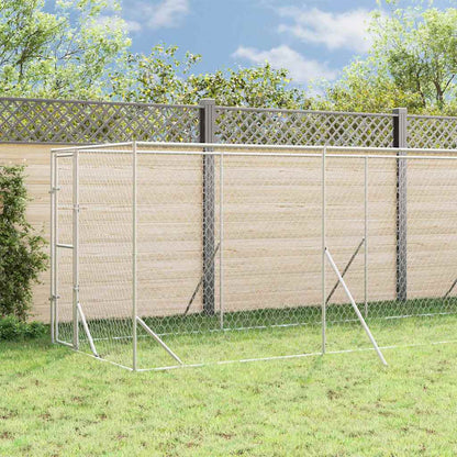 Outdoor Dog Kennel with Roof Silver 2x14x2.5 m Galvanised Steel