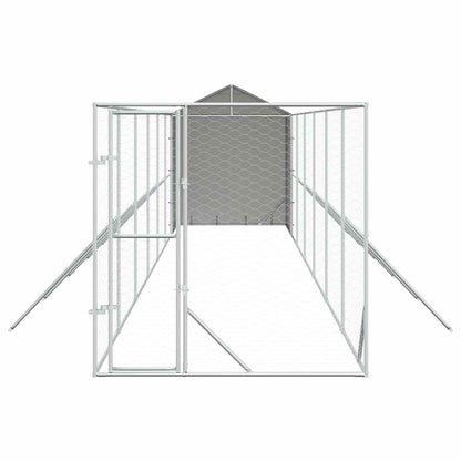 Outdoor Dog Kennel with Roof Silver 2x14x2.5 m Galvanised Steel