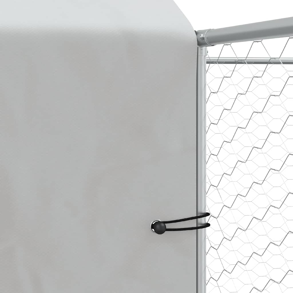 Outdoor Dog Kennel with Roof Silver 4x4x2.5 m Galvanised Steel
